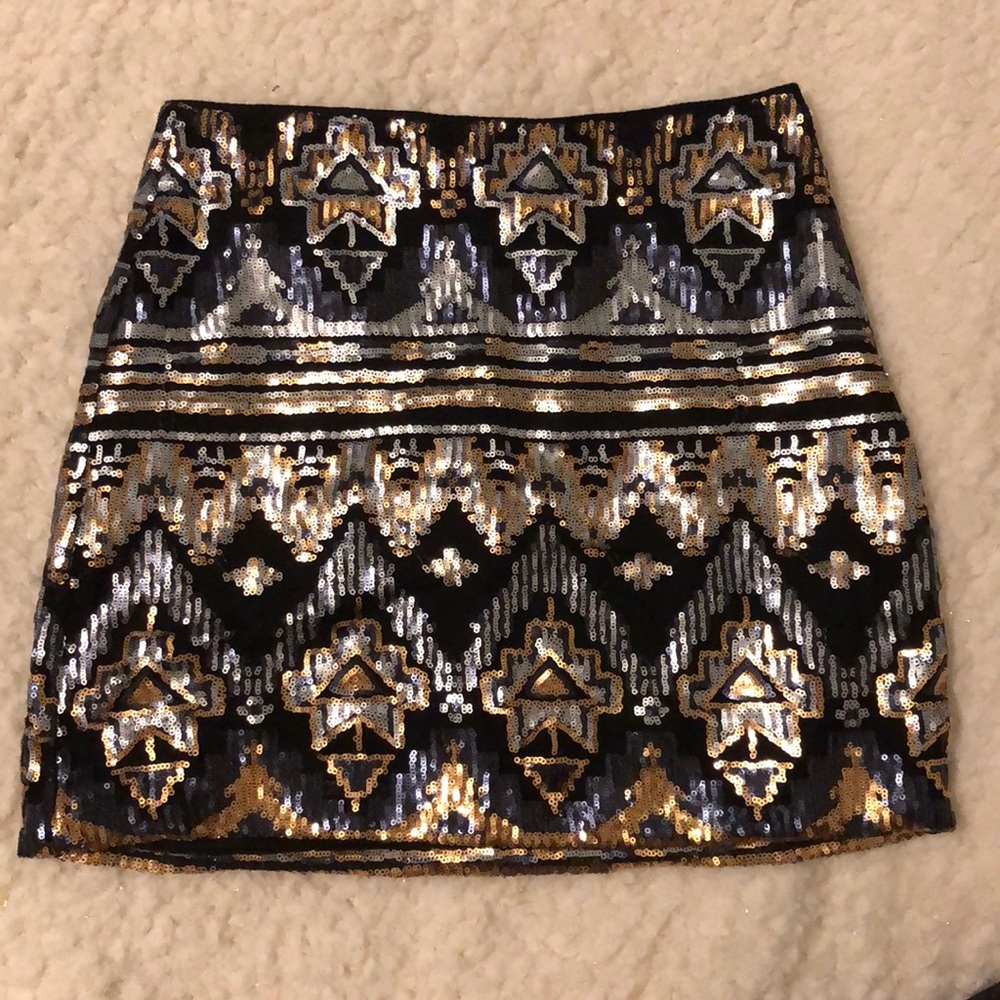 Black & Gold Sequined Skirt